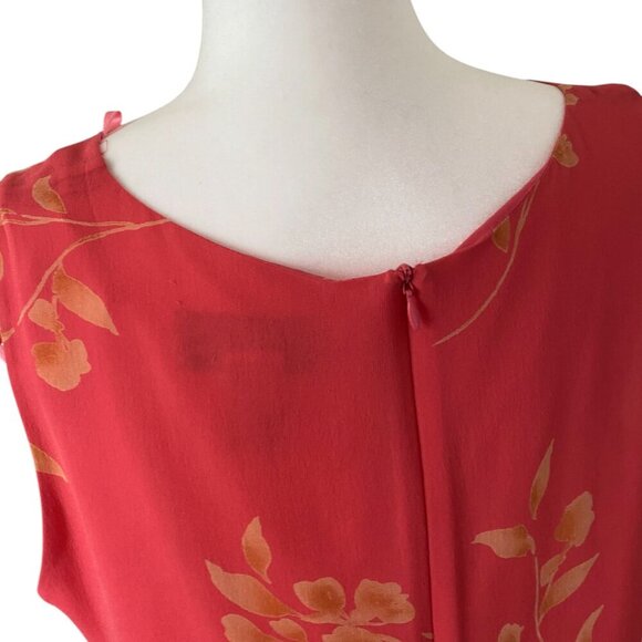 VTG Norton McNaughton 100% Silk Sleeveless Coral Floral Shift Sheath Size 12 - Picture 4 of 4
